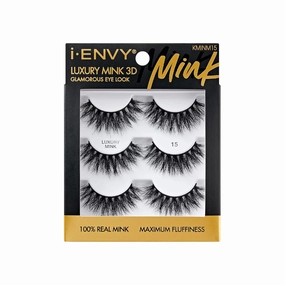 i-ENVY False Lashes, Mink 3D Lashes Value Pack Real Mink Maximum Fluffy Wispy Luxury Glamorous Natural Look Reusable Eyelashes (15)
