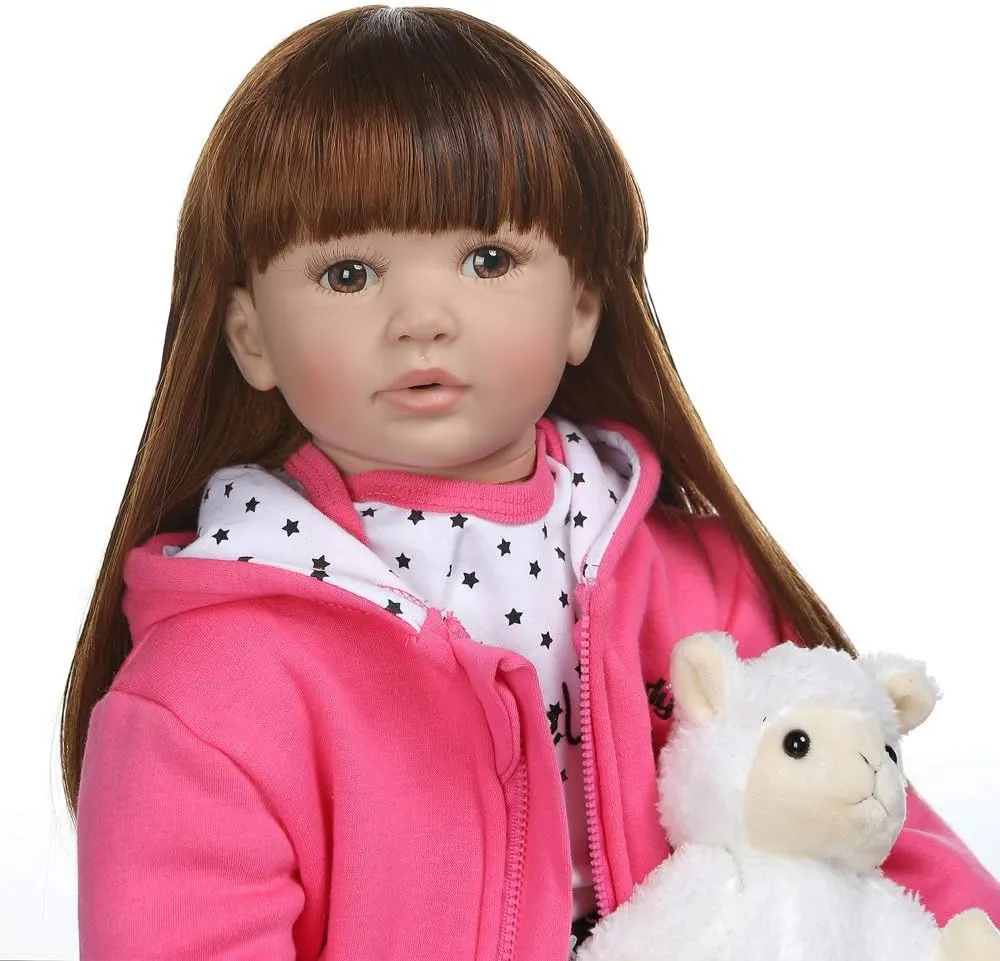 iCradle Realistic Looking 24 inch 60 cm Reborn Toddler Fridolin Soft Silicone Bebe Doll Reborn Princess Long Hair Doll Toy for Ages 3  (Girl)