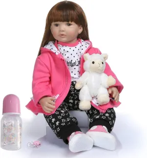 iCradle Realistic Looking 24 inch 60 cm Reborn Toddler Fridolin Soft Silicone Bebe Doll Reborn Princess Long Hair Doll Toy for Ages 3  (Girl)