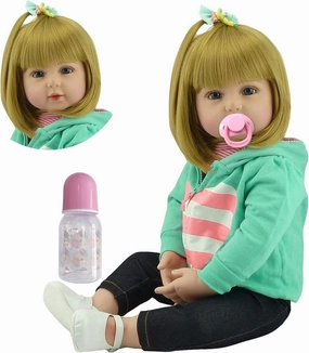 iCradle Lovely Reborn Baby Girl Doll 18 inch 45 cm Soft Silicone Realistic Looking Newborn Vinyl Dolls Handmade Toddler Toy for Ages 3 