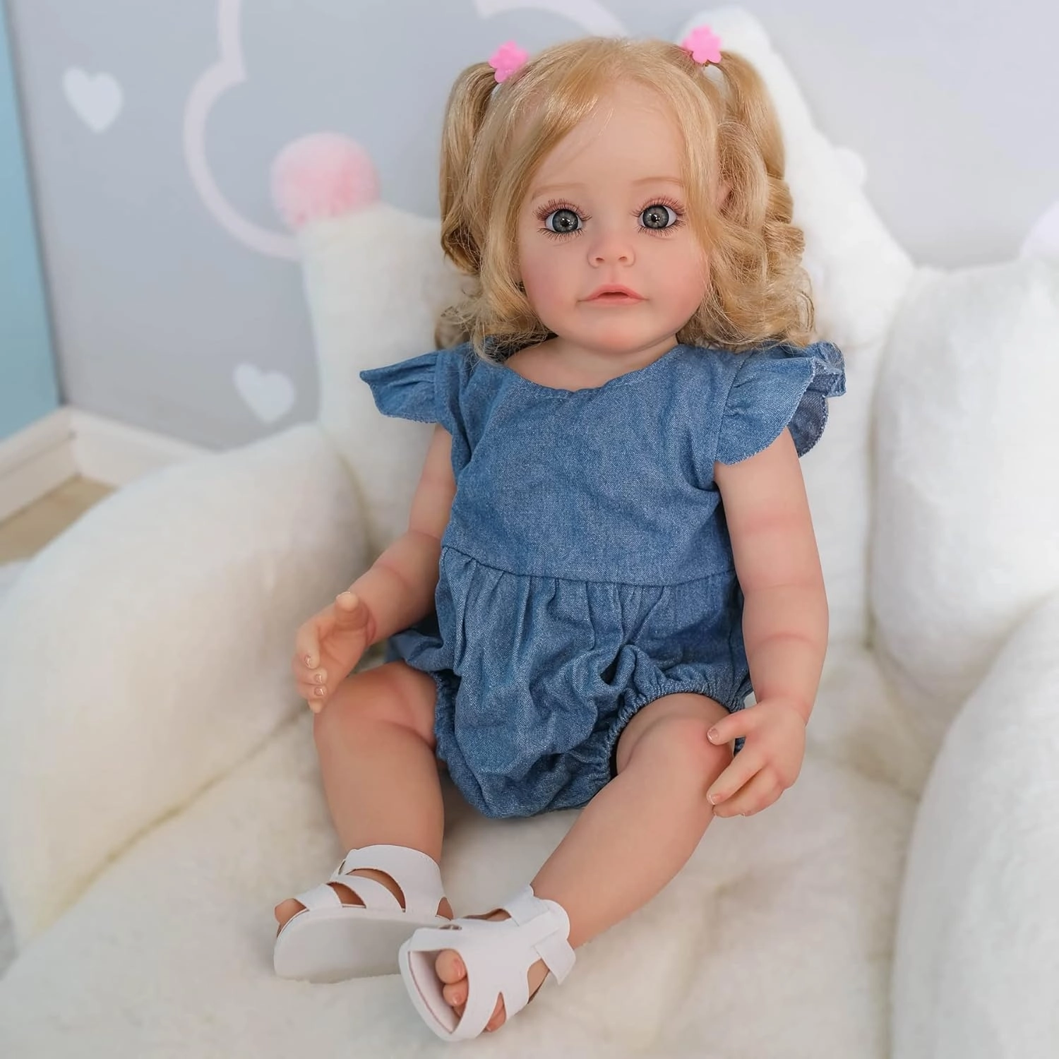iCradle Real Life Reborn Baby Dolls Girl 22 inch 55 cm Full Body Soft Vinyl Realistic Lifelike Newborn Dolls Toddler Doll Toy for Ages 3 