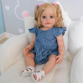 iCradle Real Life Reborn Baby Dolls Girl 22 inch 55 cm Full Body Soft Vinyl Realistic Lifelike Newborn Dolls Toddler Doll Toy for Ages 3 