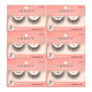 iEnvy Natural Eyelashes Lightweight False Lashes Multiangle and Volume 3D Natural Strip Lashes (6 Pack)