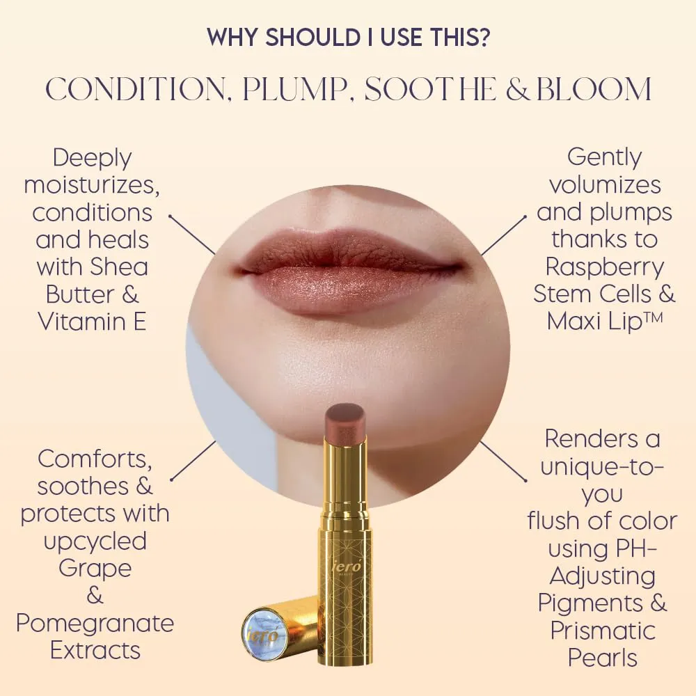 ieró Beauty 3-in-1 Moisturizing Vegan Tinted Lip Balm: Hydrating, Soothing Lip Serum   Plumping Balm   pH Reactive Tint | Shea Butter & Vitamin E | Antioxidant-rich Long Lasting Lip Care Paraben Free