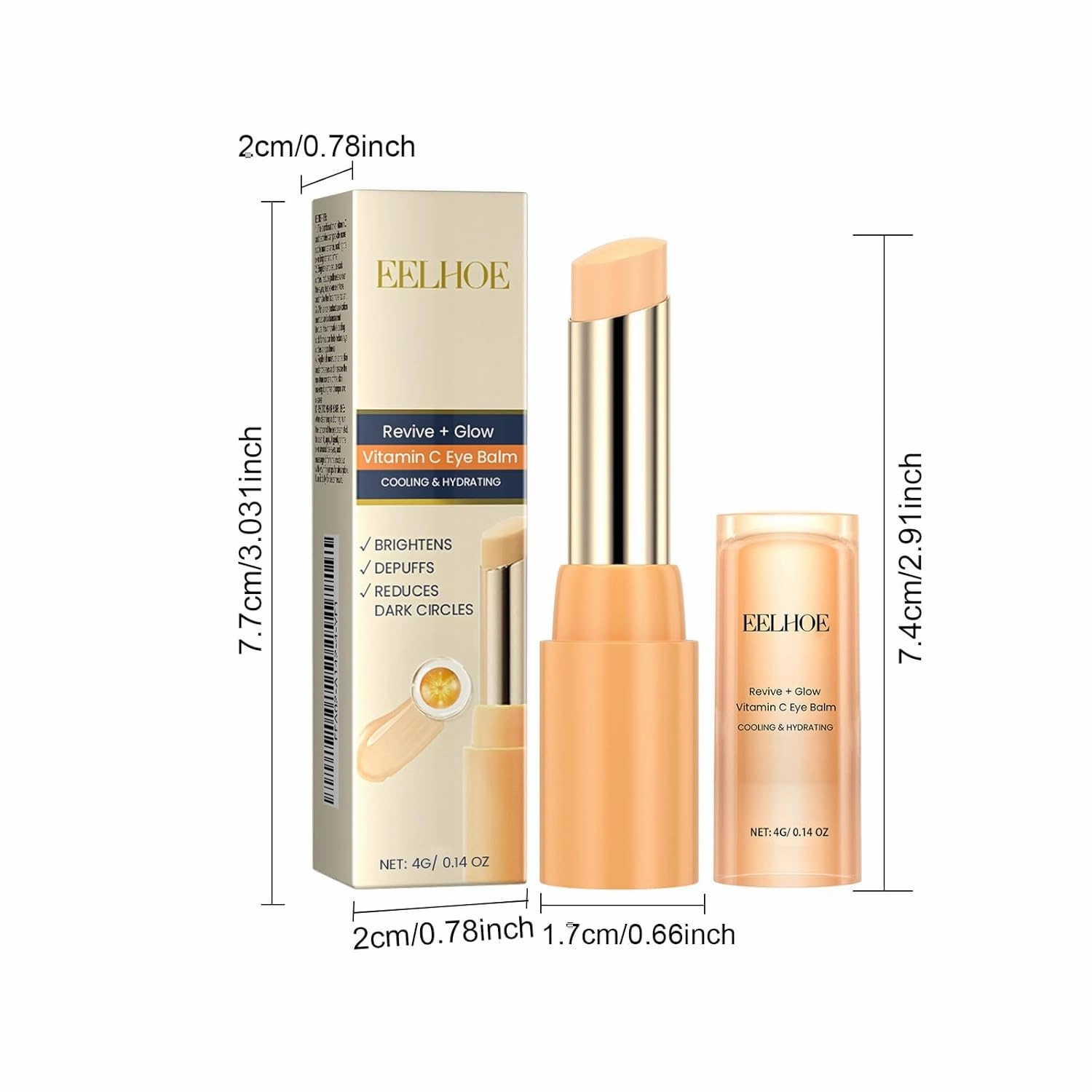 Illuminate Eye Balm With Vitamin C, Illuminate Eye Balm With Vitamin C Brightens, For Reducing Dark Circle, Hydrating Eyes Cream Eyes Care Stick For Women (0.14oz, 3Pcs)