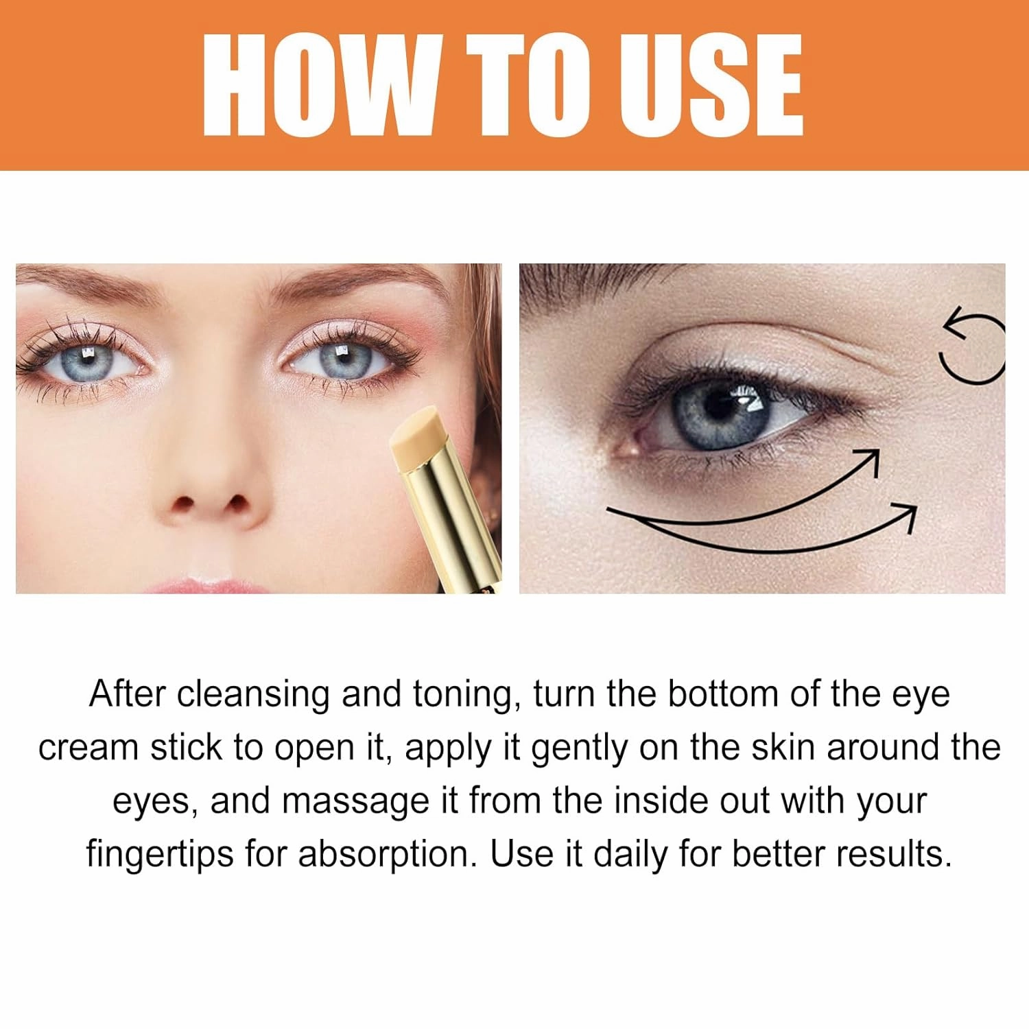 Illuminate Eye Balm With Vitamin C, Illuminate Eye Balm With Vitamin C Brightens, For Reducing Dark Circle, Hydrating Eyes Cream Eyes Care Stick For Women (0.14oz, 3Pcs)