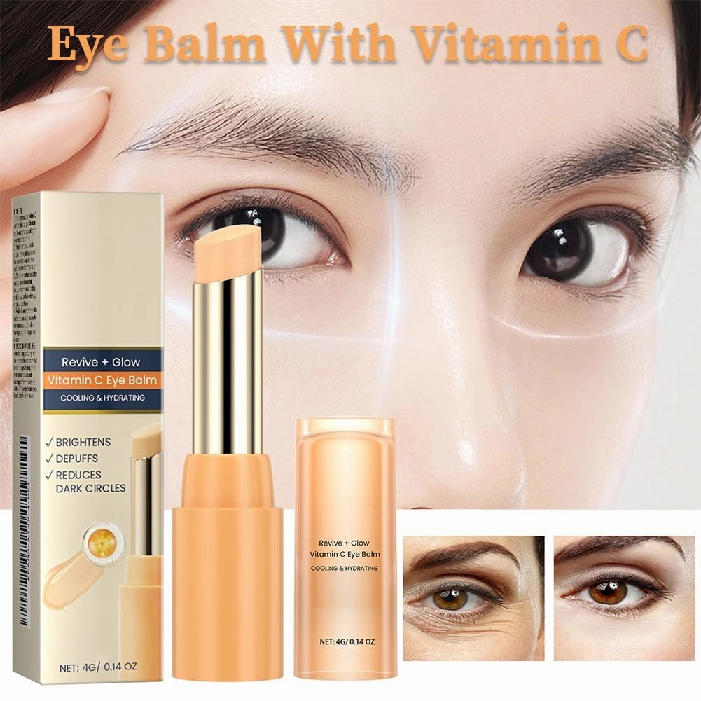Illuminate Eye Balm With Vitamin C, Illuminate Eye Balm With Vitamin C Brightens, For Reducing Dark Circle, Hydrating Eyes Cream Eyes Care Stick For Women (0.14oz, 3Pcs)