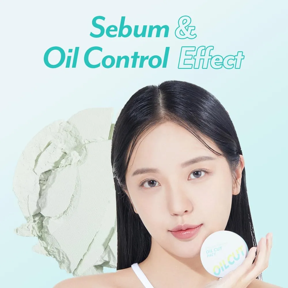 I'M MEME Compact - Oil Cut Pact | Skin Mattifying, Sebum Absorbing, Korean Pressed Setting Powder, for Blurring Effect, Makeup Foundation, Translucent Compact, Oily Skin, Natural Coverage, 0.35 Oz