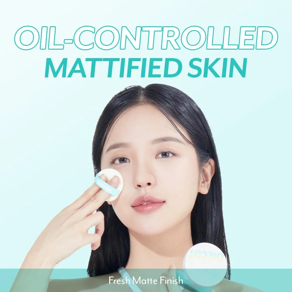 I'M MEME Compact - Oil Cut Pact | Skin Mattifying, Sebum Absorbing, Korean Pressed Setting Powder, for Blurring Effect, Makeup Foundation, Translucent Compact, Oily Skin, Natural Coverage, 0.35 Oz
