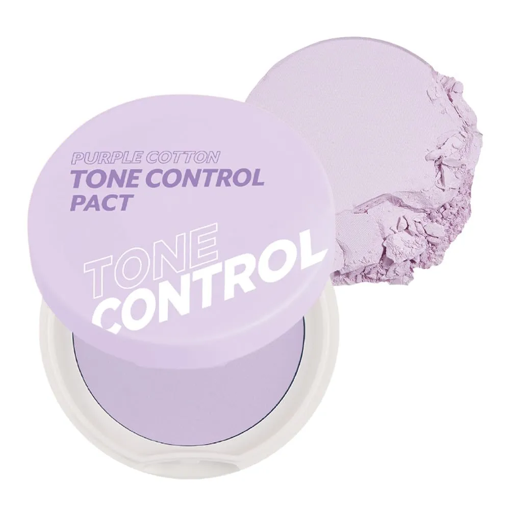 I'M MEME Compact - Purple Cotton Tone Control Pact | Korean Pressed Setting Powder With Berry Complex, Mineral, Translucent, for Blurring Effect, Makeup Compact, Oily Skin, Natural Coverage, 0.35 Oz