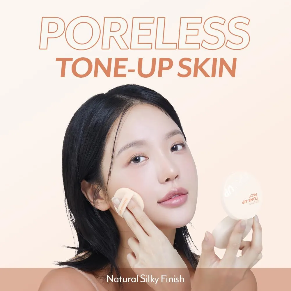 I'M MEME Compact - Skin Fit Tone Up Pact | FLawless Finish with Aqua Sebum, Soft & Velvet Pressed Powder Compact, Smooth Pores & Fine Lines, Korean Makeup, Translucent, Oily Skin, 0.35 Oz