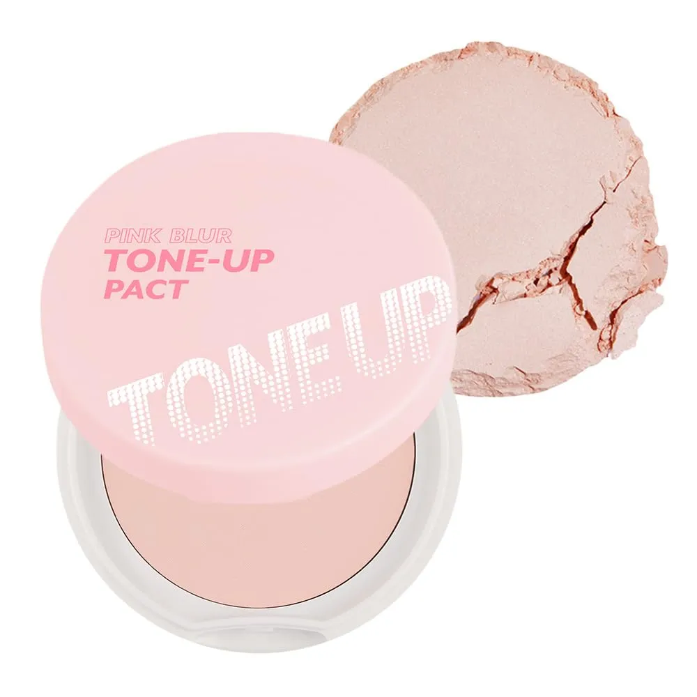 I'M MEME Compact - Tone-up Pact | Korean Pressed Setting Powder for Pink Blur Effect, with Calamine, Mattify Skin, Makeup Foundation, Translucent Compact, Oily Skin, Natural Coverage, 0.35 Oz