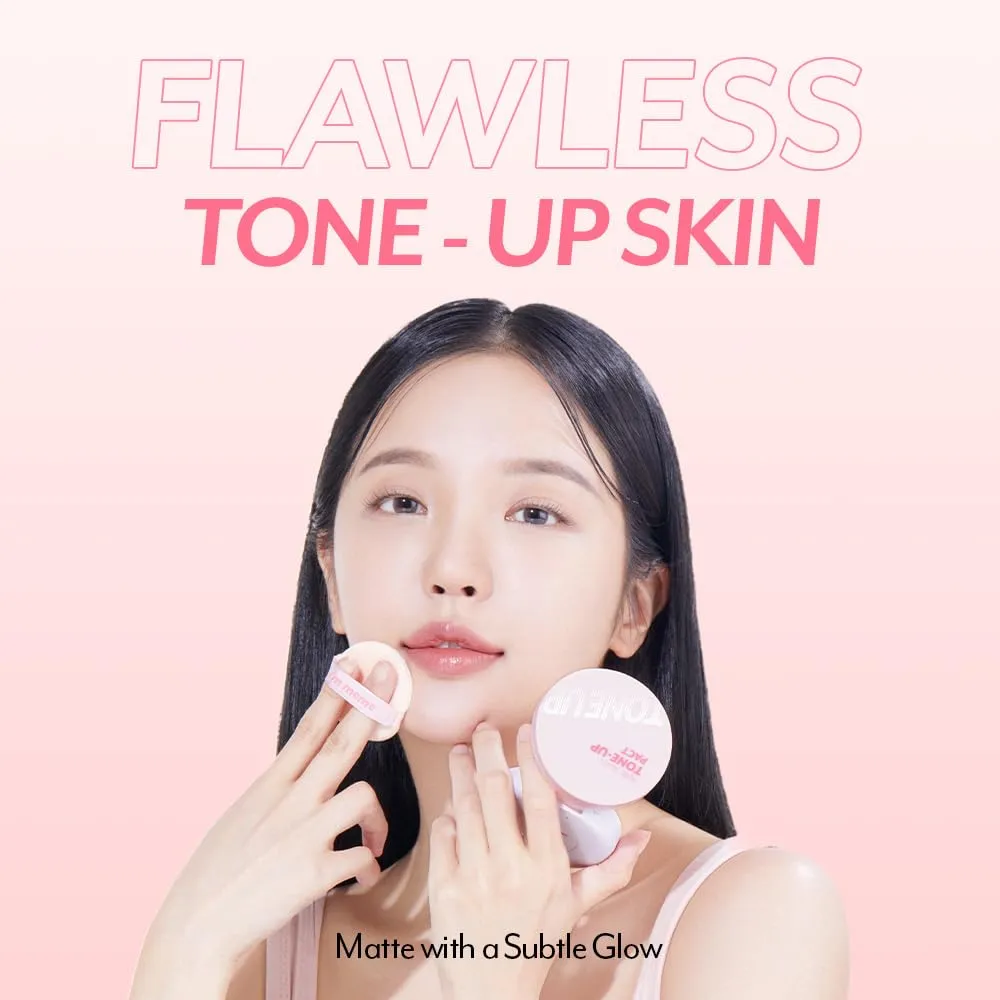 I'M MEME Compact - Tone-up Pact | Korean Pressed Setting Powder for Pink Blur Effect, with Calamine, Mattify Skin, Makeup Foundation, Translucent Compact, Oily Skin, Natural Coverage, 0.35 Oz