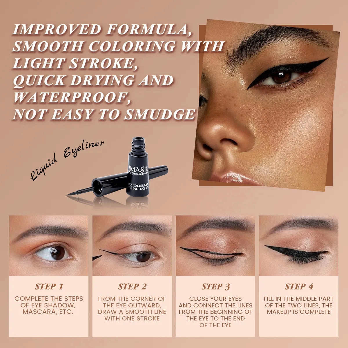 IMAGIC 1PCS  Pro Eyeliner Waterproof Liquid Type Makeup Eye Liner Nature Long Lasting For Women Beauty Cosmetics