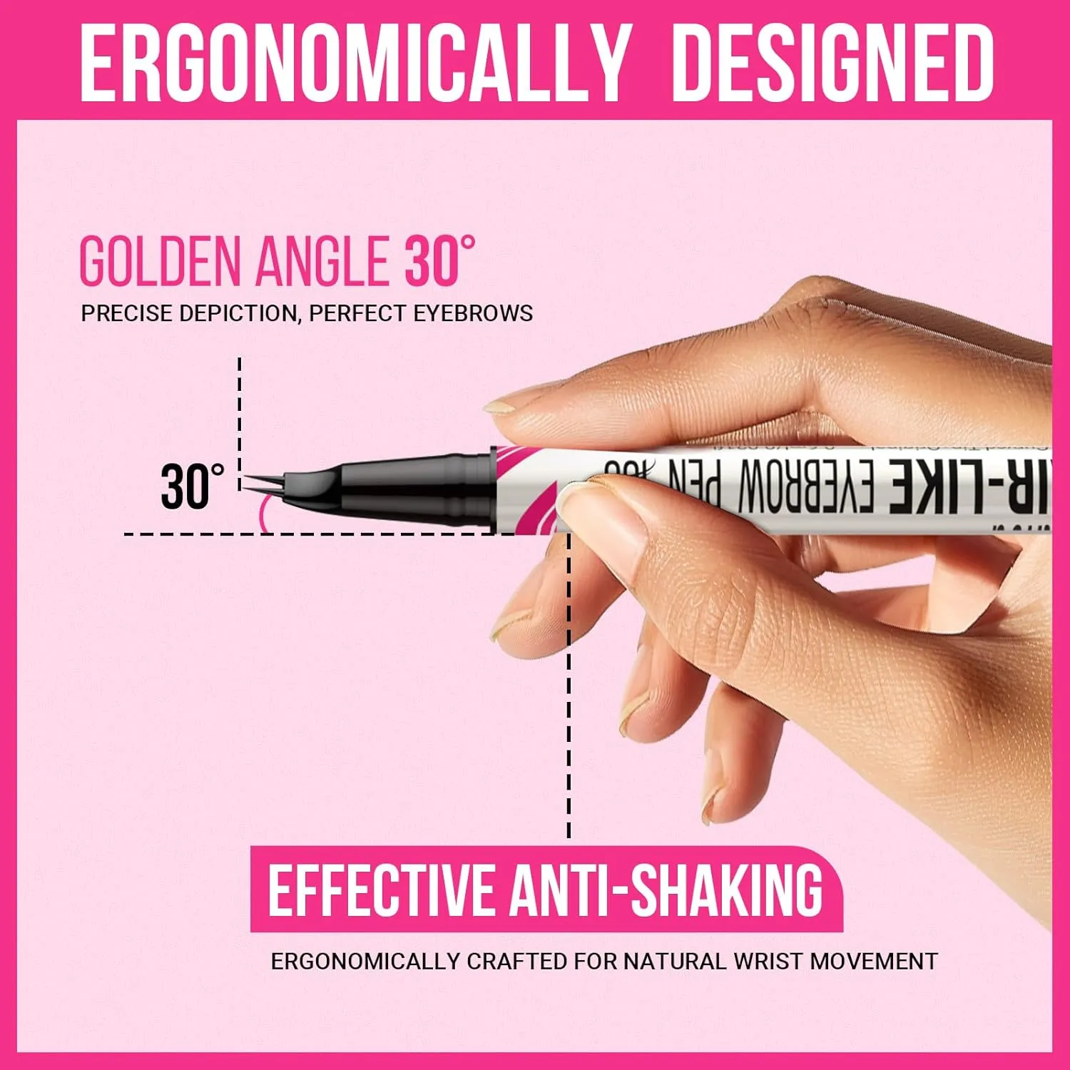 iMethod Curved Eyebrow Pen - 2-in-1 Dual-Ended Microblading Eyebrow Pencil with Curved Tip and Precise Brush-Tip, Lasts All-Day, Grey