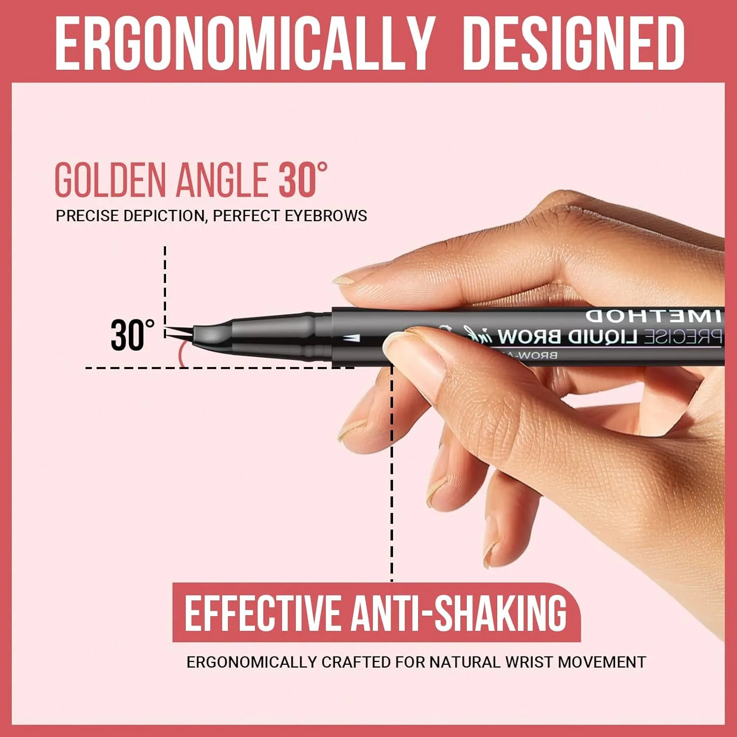 iMethod Curved Eyebrow Pen - Eyebrow Pencil, Brow Pencil 2-in-1 Dual-Ended Microblading Eyebrow Pen with Micro-Fork-Tip and Precise Brush-Tip Create Natural Hair-Like Brows, Last All-Day, Black Brown