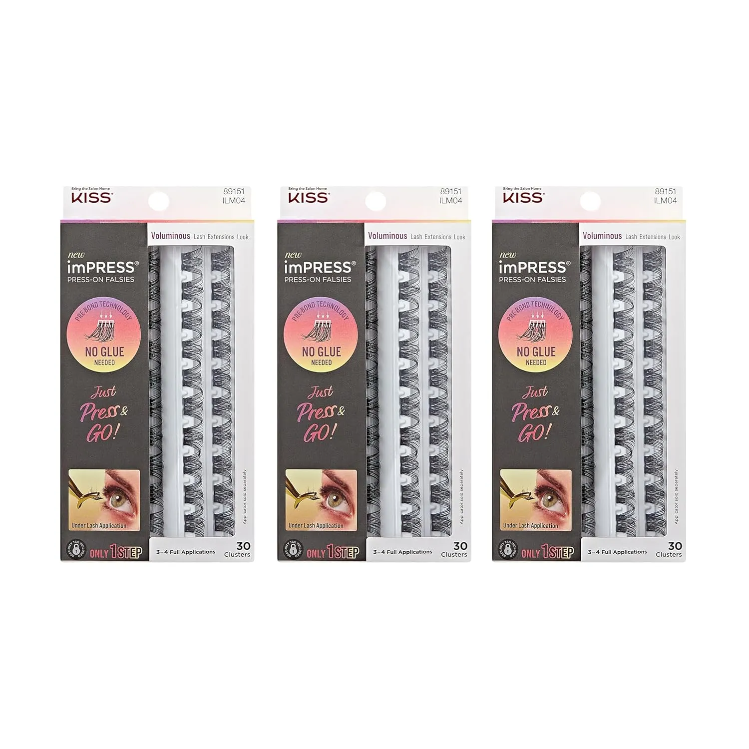 imPRESS Press-On Falsies 3-Pack 30 Voluminous - 90 Clusters