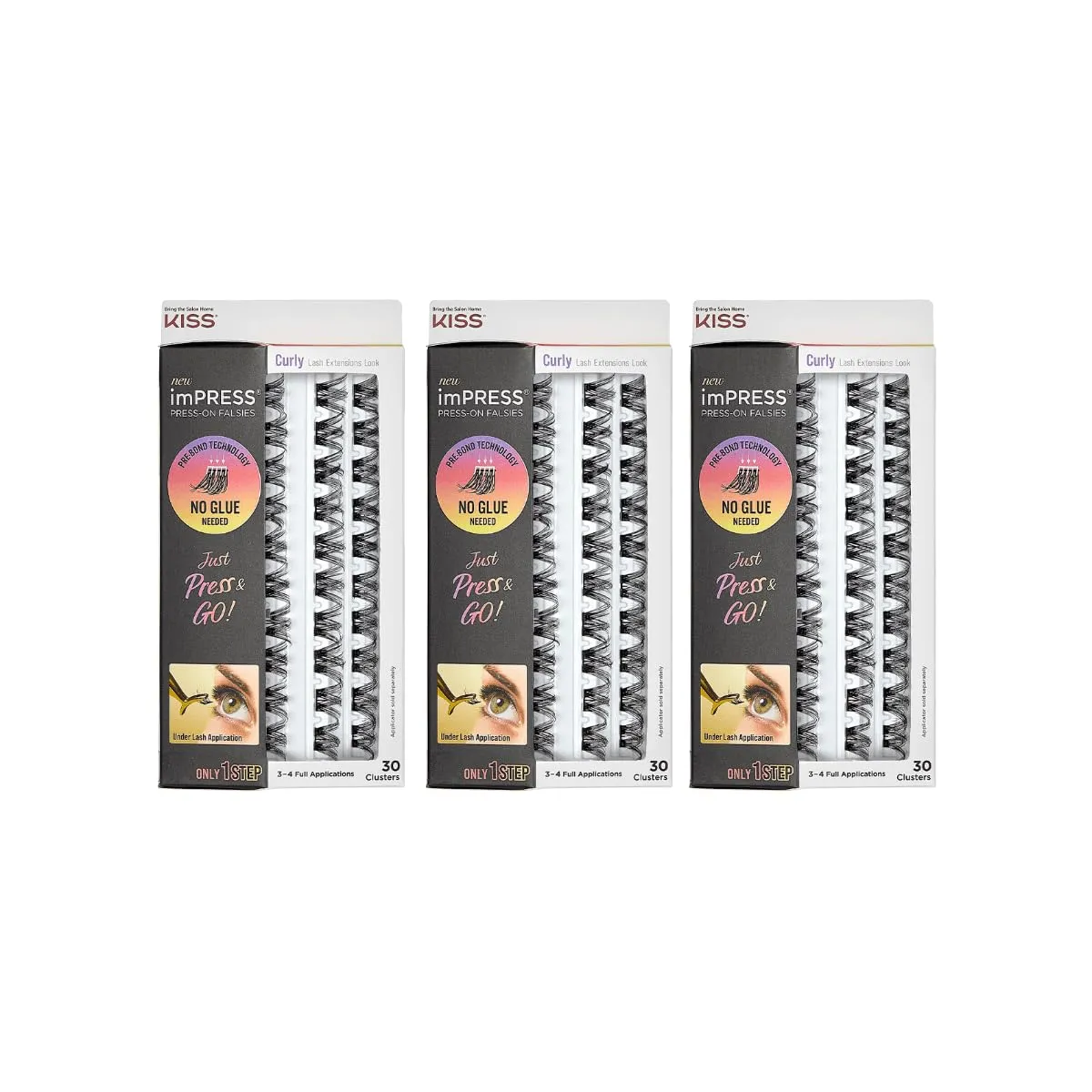 imPRESS Press-On Falsies 3-Pack Curly - 90 Clusters