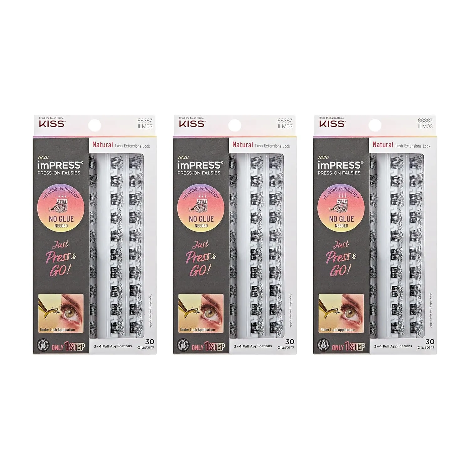 imPRESS Press-On Falsies 3-Pack Natural - 90 Clusters