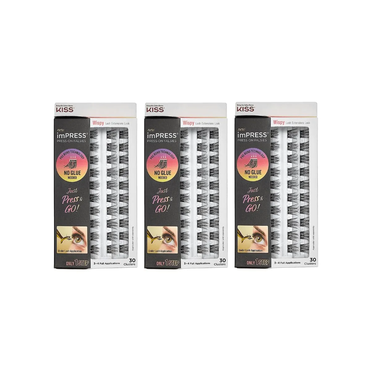 imPRESS Press-On Falsies 3-Pack Wispy - 90 Clusters