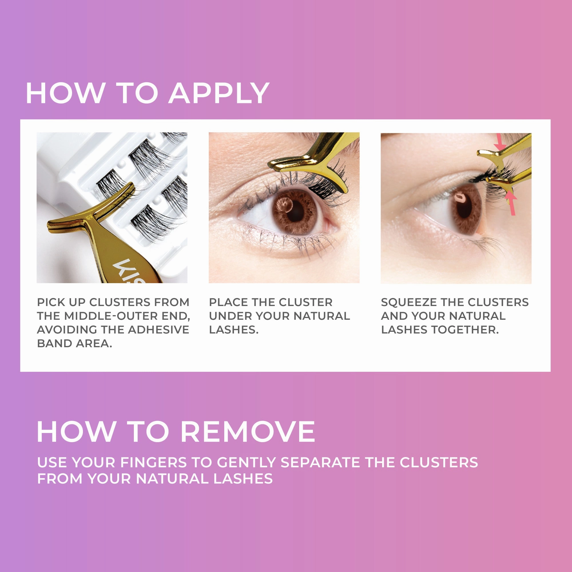 imPRESS Falsies Self Adhesive Eyelashes, 50 Lash Clusters - Natural & Wispy