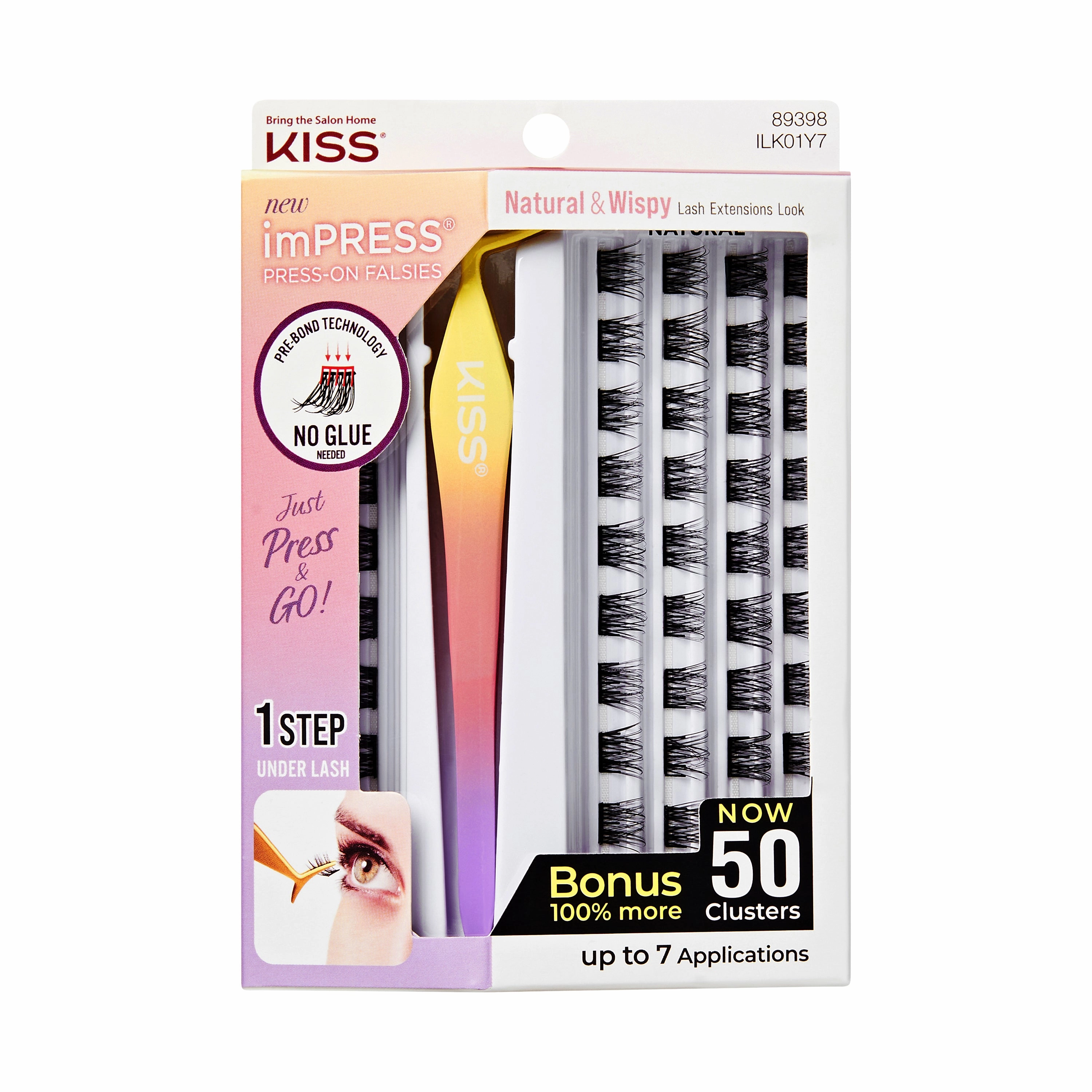 imPRESS Falsies Self Adhesive Eyelashes, 50 Lash Clusters - Natural & Wispy