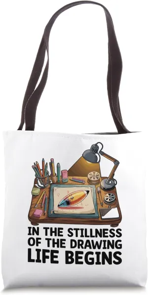 In The Stillness Of The Drawing Life Begins Animation Draw Tote Bag