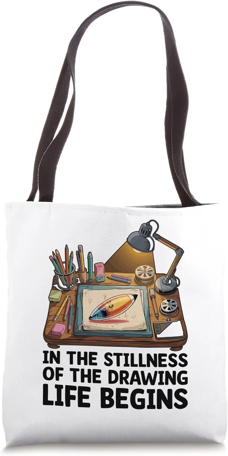 In The Stillness Of The Drawing Life Begins Animation Draw Tote Bag