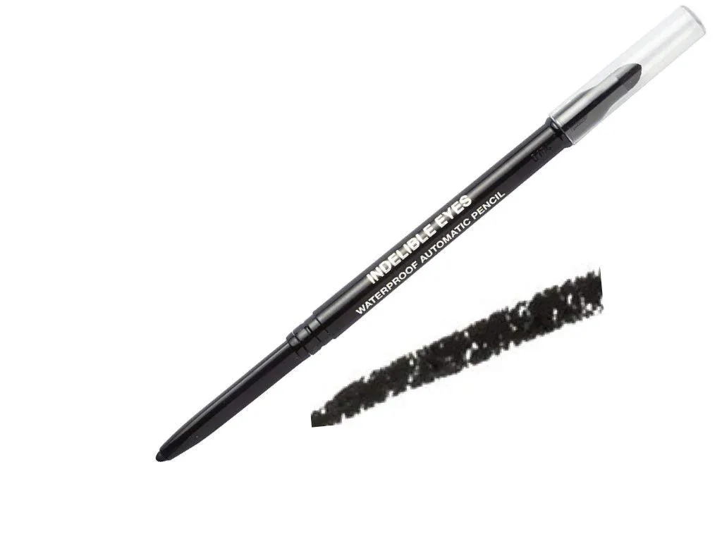 Indelible Eyes Smooth Waterproof Gel Eyeliner - PITCH BLACK - Smudge proof - Ultra Smooth - Super Easy - Long lasting - Blender tip - Longwear - no sharpener needed - Retractable - Slim-line Pencil