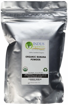 Indus Organics Banana Powder, 1 Lb Bag, Sulfite Free, No Added Sugar, Premium Grade, High Purity, Freshly Packed