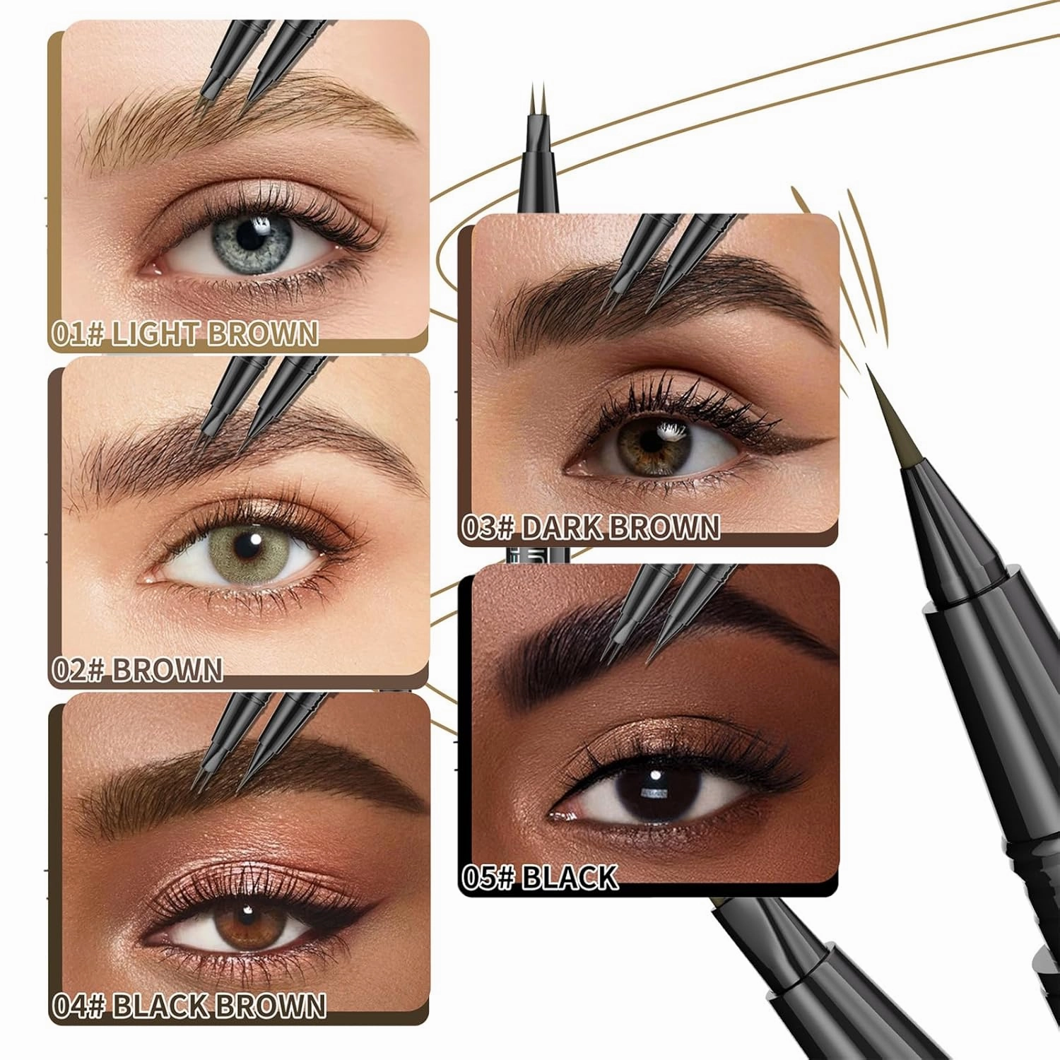 Instantlyat Microblading Eyebrow Pencil, Tap Inferior Eyebrow Pencil, 2-in-1 Instantaneou Dual Tipped Eyebrow Pencils Waterproof, 3D Curved Eye brow Pen for Natural Hair-Like (#03 Dark Brown)