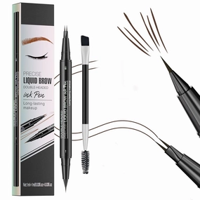 Instantlyat Microblading Eyebrow Pencil, Tap Inferior Eyebrow Pencil, 2-in-1 Instantaneou Dual Tipped Eyebrow Pencils Waterproof, 3D Curved Eye brow Pen for Natural Hair-Like (#03 Dark Brown)