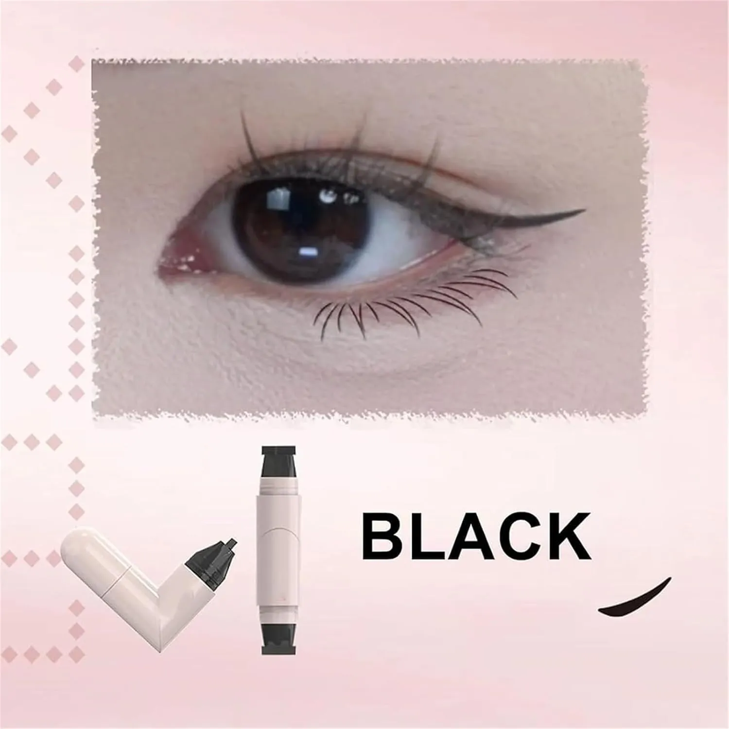Integrated Rotating Eye Stamp Liner Pen, Dual-Ended Eye Stamp Pen, Easy One-Stroke Winged Liner, Waterproof & Smudge-Proof, Beginner-Friendly Cat Eyes Tool (black)