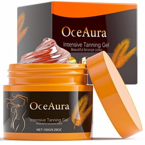 Intensive Tanning Gel - Instant Tan Enhancer - Water-Resistant with Carrot and Coconut Oil - Vitamin A & E For Moisture and Hydration
