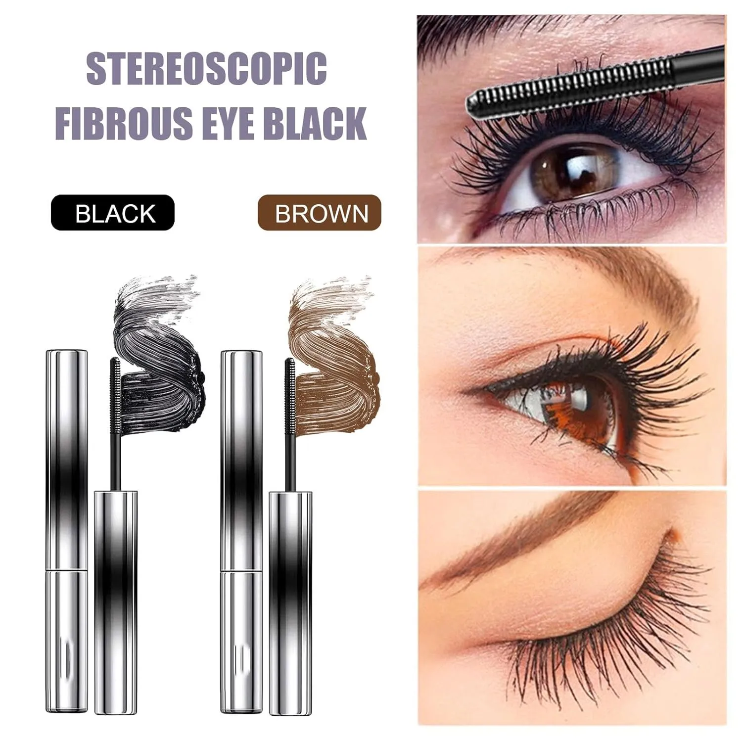 Iron Wand Mascara,Metal Wand Mascara Waterproof,Bristleless Metal Mascara,3d Curling Eyelash Iron Mascara,Metal Rod Mascara,Non Clumping Mascara For Sensitive Eyes (Black*2)