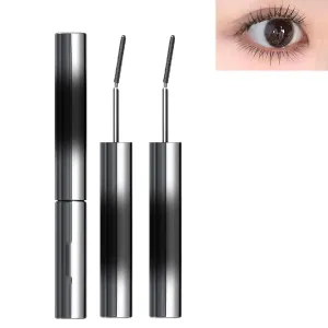 Iron Wand Mascara,Metal Wand Mascara Waterproof,Bristleless Metal Mascara,3d Curling Eyelash Iron Mascara,Metal Rod Mascara,Non Clumping Mascara For Sensitive Eyes (Black*2)