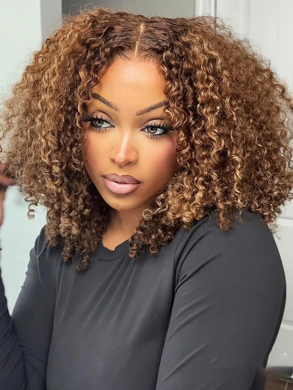 ISEE Glueless Wigs Human Hair Pre Plucked Pre Cut Ready to Wear Glueless Bob Wigs for Black Women 7x5 HD Lace Closure Wigs P1b/27 Blonde Highlight Wig Human Hair 180% Density 14 Inch