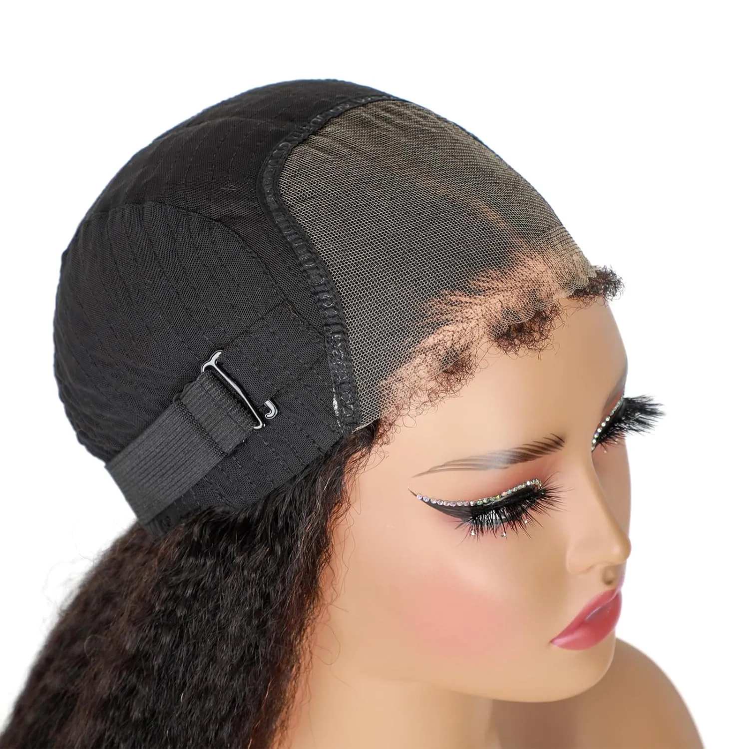 ISEE Hair Wear and Go Glueless Wigs Human Hair Pre Plucked Pre Cut 6x4 HD Lace Closure Wigs Human Hair 180% Density Kinky Straight with Curly 4C Edge Glueless Wigs for Women Natural Black 26 Inch