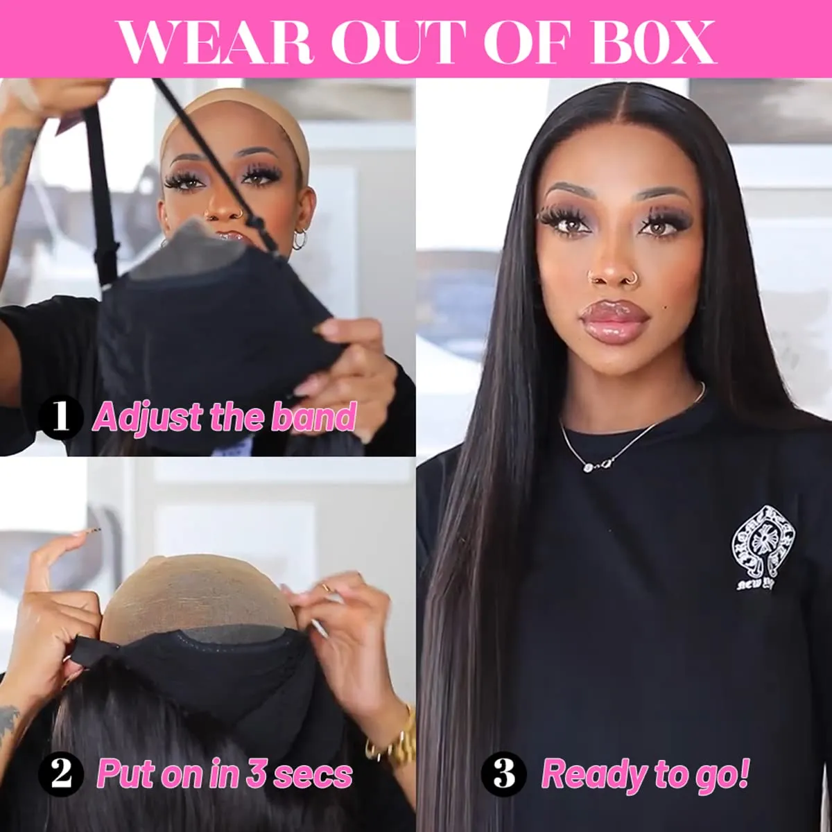 ISEE Wear & Go Glueless Wig Highlight Brown Wigs Silky Straight Pre-plucked 4x6 HD Transparent 4/27 Honey Blonde Lace Frontal Wigs 180% Density Colored Straight Human Hair Wigs for Women 18 Inch
