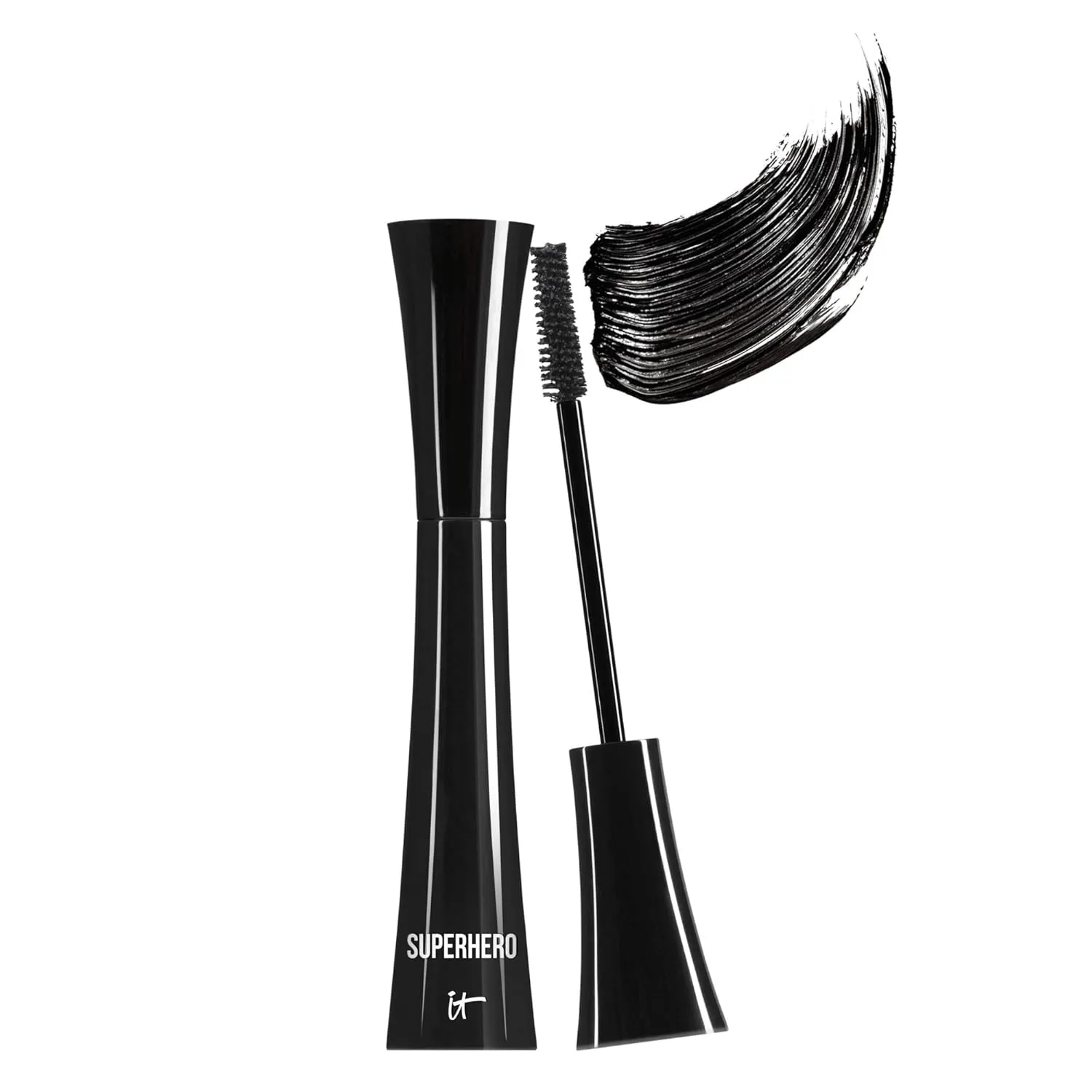 IT Cosmetics Superhero Mascara – Volumizing and Lengthening Black Mascara – Buildable Lash Volume with Collagen, Biotin & Peptides – Lifting & Curling Formula – Suitable for Sensitive Eyes