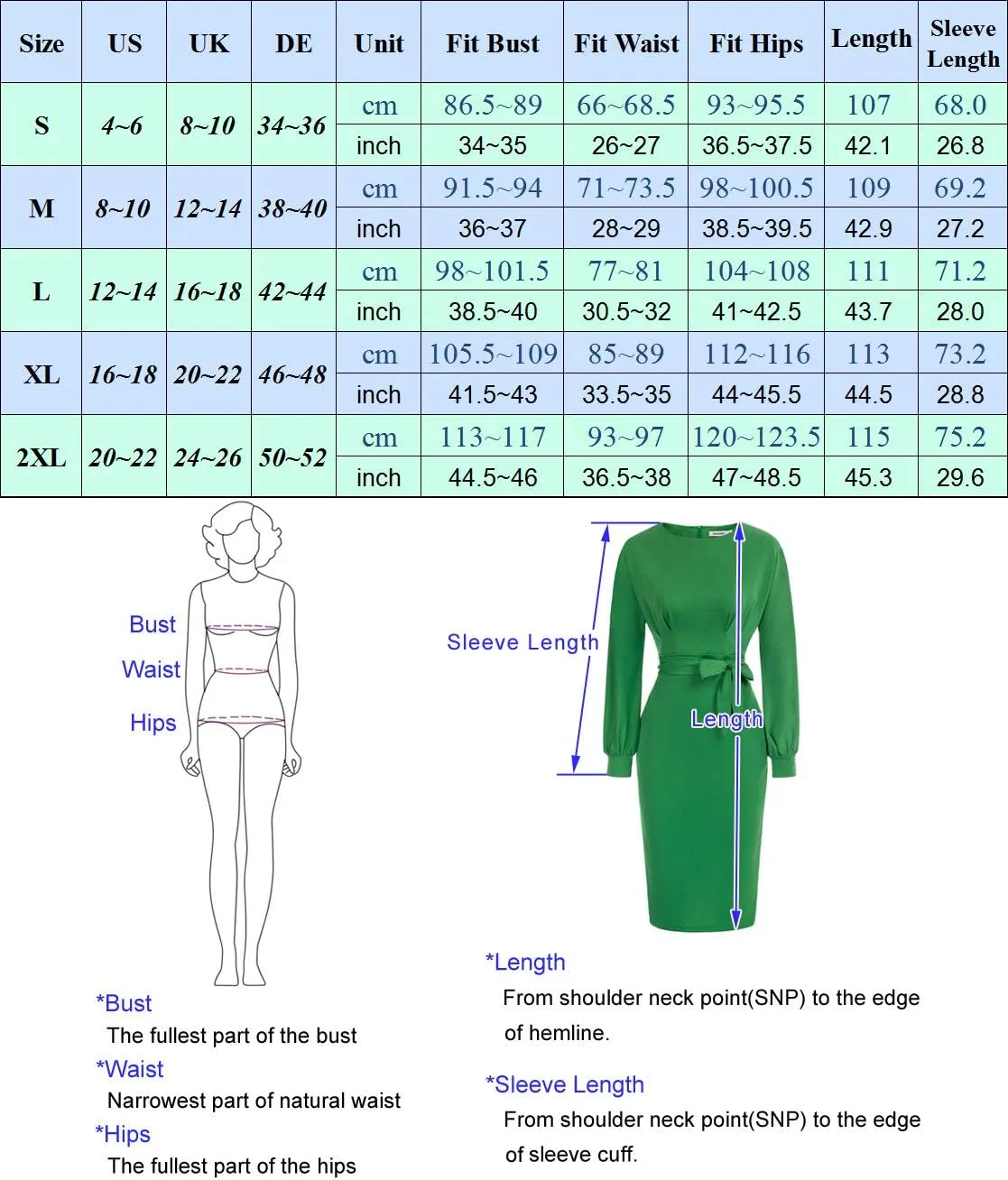 JASAMBAC Women's Bodycon Pencil Dress Office Wear to Work Dresses with Pocket Belt