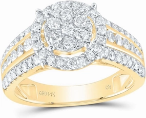 Jewels By Lux 14kt Yellow Gold 1 Cttw Diamond Round Single Halo Bridal Wedding Engagement Anniversary Ring, Women Size: 5-9