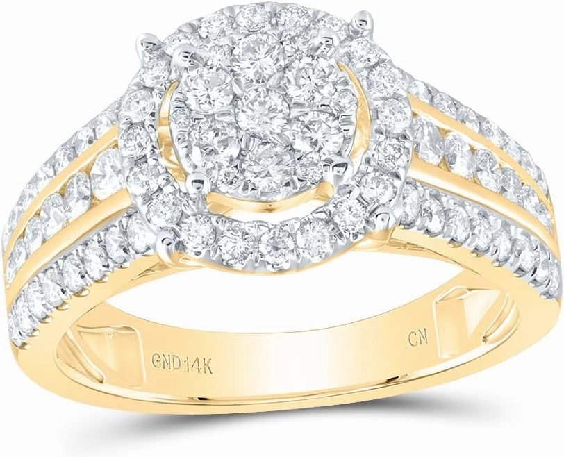 Jewels By Lux 14kt Yellow Gold 1 Cttw Diamond Round Single Halo Bridal Wedding Engagement Anniversary Ring, Women Size: 5-9