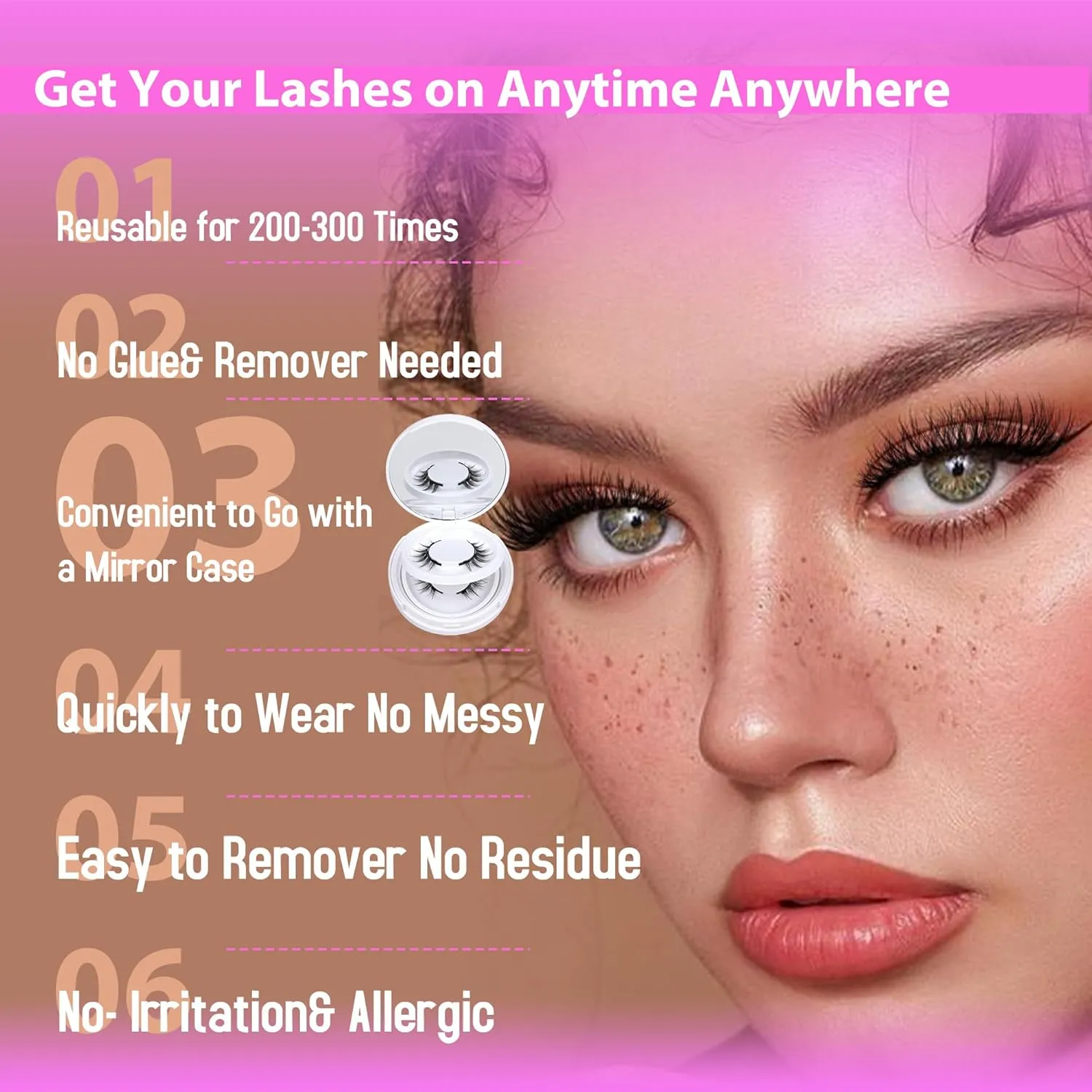 JIMIRE Magnetic Eyelashes without Eyeliner Natural Look Clear Band Wispy Magnetic Lashes with Applicator Reusable Magnetic Eyelashes No Glue Needed Magnetic Lashes False Eyelashes 4 Pairs 2 Pack