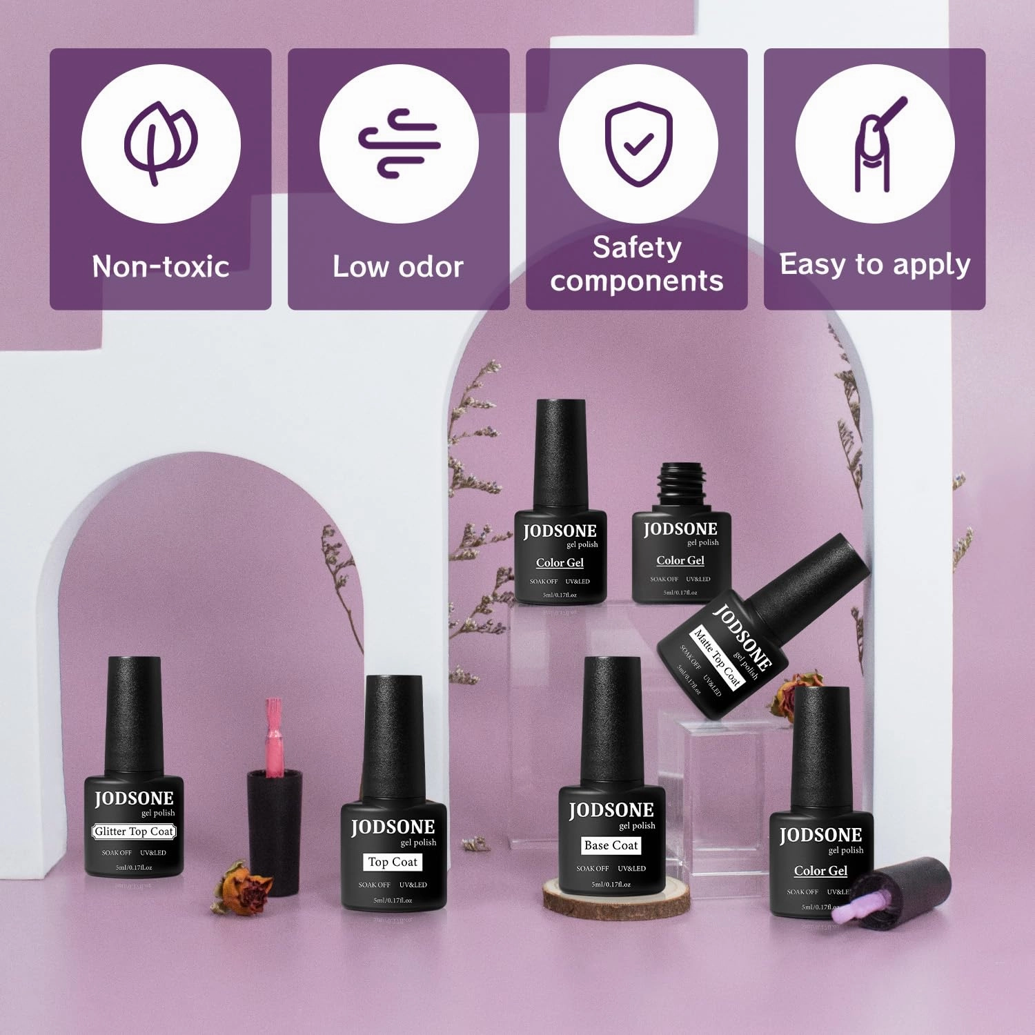 JODSONE 36 Pieces Gel Nail Polish Set U V Light Nail Drill Beginner Set Glossy Surface Easy To Apply Matte Texture All-In-One Manicure Kit