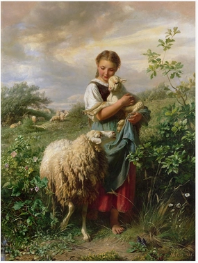 Johann Hofner 'The Shepherdess 1866' Outdoor All-Weather Wall Decor