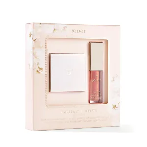 Jouer Radiant Rose Face   Lip Set, Translucent Setting Powder & Shimmer Lip Oil - Blurring Powder - Hydrating Lip Oil - Set Face Makeup