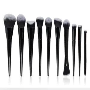 JSEIAJB 10 Pieces Of Makeup Brush Set, Full Set Of Black Powder Eye Shadow Brush Beauty Tools