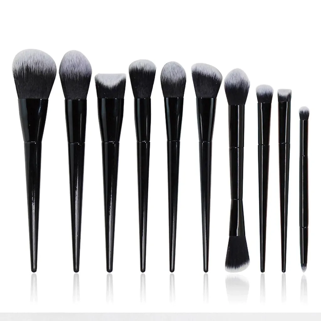 JSEIAJB 10 Pieces Of Makeup Brush Set, Full Set Of Black Powder Eye Shadow Brush Beauty Tools