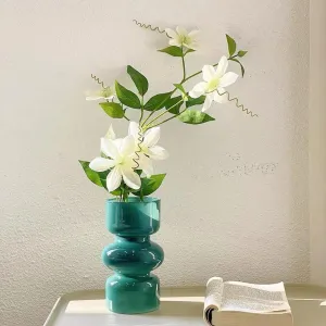 JSPYFITS Hydroponic Glass Bubble Vase, 7 Inches Colored Three-Layer Funky Vase for Flower, Home/Office/Weddings/Party Table Decor (Dark Green) (US-BLHP002)